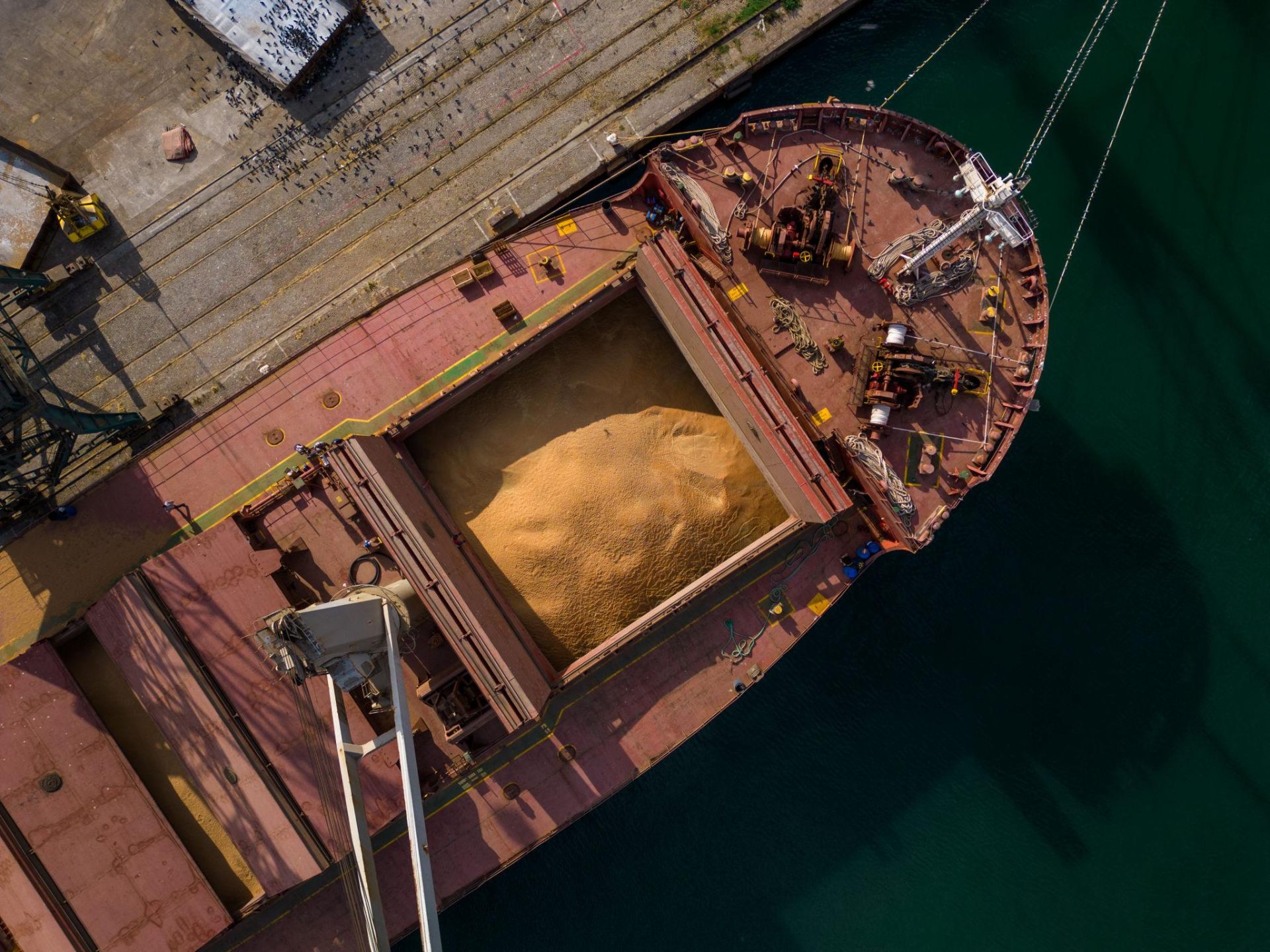 Aerial view of bulk cargo loading